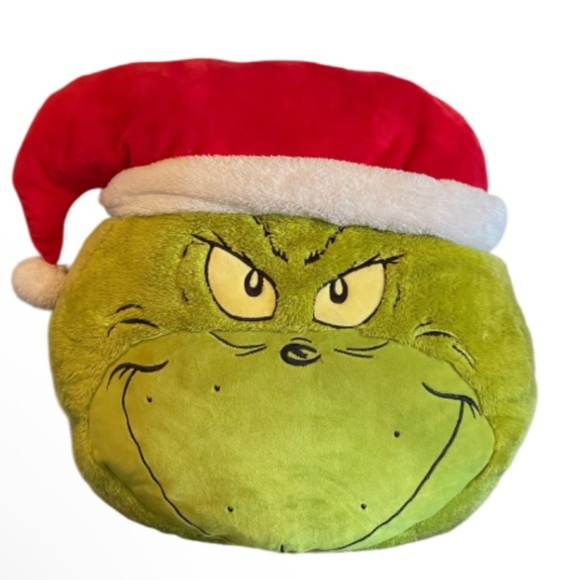 Other - Grinch Plush Pillow with Red Santa Hat